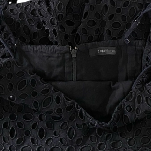 J. Crew Kasana Wide Leg Eyelet Jumpsuit Cropped in Black Eyelet Size 12 - Picture 8 of 9